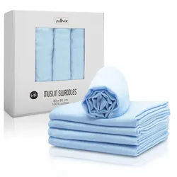 Zollner Spucktücher, 5er-Set, 80x80 cm, 100% Baumwolle, Blau , Hellblau , Textil , 80x80 cm , Oeko-Tex® Standard 100 , Pflegen, Babypflegeprodukte
