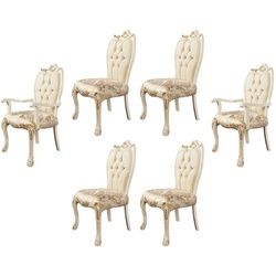 Casa Padrino Luxus Barock Esszimmer Stuhl 6er Set Weiß / Gold - Prunkvolle Barockstil Küchen Stühle - Barockstil Möbel - Luxus Esszimmer Möbel im Barockstil - Barock Esszimmer Möbel