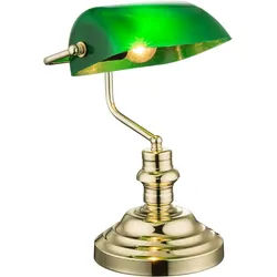 GLOBO LIGHTING Schreibtischlampe ANTIQUE, ohne Leuchtmittel, Klassische Schreibtischleuchte, Antik-look Tischleuchte, Bankerlamp grün