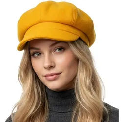 LuxusKollektion Ballonmütze Ballonmütze Damen Vintage Schirmmütze Barett Einheitsgröße M Gelb