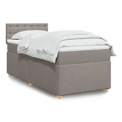 vidaXL Boxspringbett, Boxspringbett mit Matratze Taupe 100x200 cm Stoff