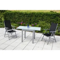 Gardenson Gartentisch , Silberfarben , Metall, Glas , rechteckig , 130x65x65 cm , ausziehbar , Gartenmöbel, Gartentische, Gartentische Ausziehbar