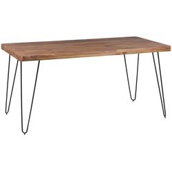 Mid.you Esstisch , Sheeshamfarben , Holz , Sheesham , massiv , rechteckig , Haarnadel , 80x76x160 cm , Holzmöbel, Holztische, Esstische Holz, Massivholztische
