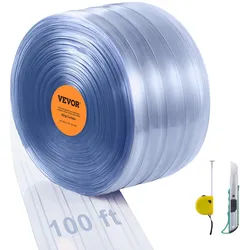 VEVOR Streifenvorhang, gerippter PVC-Türvorhang, 30,5 x 30,5 cm, Rollkühler, Gefrierschrank, Kunststoff