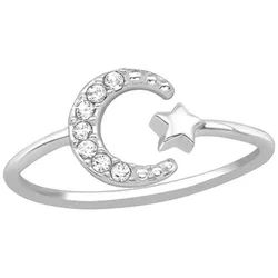 Order & Smile Schmuck Silberring Mond und Stern Ring 925 Silber mit Zirkonia silberfarben 52