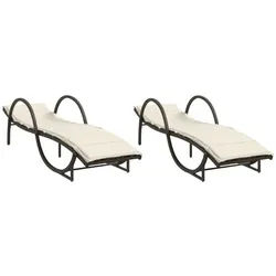 furnicato Gartenliege Sonnenliege aus PE-Rattan Braun 60 x 199 x 42 cm mit Kissen braun