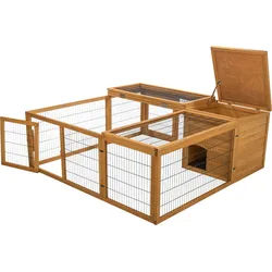 Freilaufgehege mit Abdeckung, Holz, 150 × 53 × 150 cm, dunkelbraun