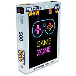 MuchoWow Puzzle Controller - Spiel - Neon - Schwarz - Zitate - Spielzone, 500 Puzzleteile, Foto-Puzzle, Bilderrätsel, Puzzlespiele, Spielzeug 34 cm x 48 cm x 2 cm