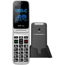 artfone G3 4G Seniorenhandy | Klapphandy mit SOS-Taste, Ladestation, Kamera & großem Display Grau 1 St