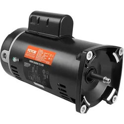 VEVOR 1.5 PS Poolpumpenmotor, 56Y Rahmen, 115V((12.8 Ampere))/230V(6.4 Ampere) 3450 U/min, 60Hz, 1.1 Betriebsfaktor, 90μF/250V Kondensator, CCW Rotation Vierkantflansch Ersatzmotor
