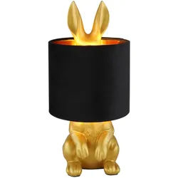 Globo Tischleuchte , Schwarz , Textil , 41 cm , Ce , Wippschalter , Lampen & Leuchten, Innenbeleuchtung, Tischlampen, Tischlampen