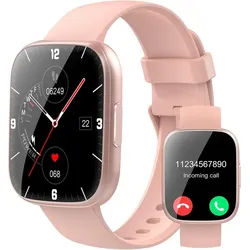 Puqo T80 Smartwatch (4,9 cm, android ios), Smartwatch Damen großer Bildschirm HD Display personalisierte goldfarben