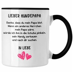 Trendation Tasse Trendation - Hunde Papa Geschenk Tasse mit Spruch für Hundepapa schwarz