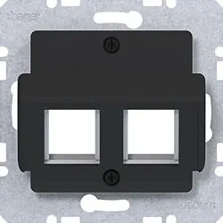 Hager WAF2164BM Zentralplatte 2-fach für AMP Jacks, 30° Schrägauslass, A.x/C.x/S.x/B.x/Q.x/K.x, nachtschwarz matt