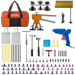 VEVOR 89 Stk Auto Dellen Reparaturset professionell Lackloses Ausbeulwerkzeug DIY Reparatur Abzieher Kit Dellenentfernung Werkzeug Hagel Reparatur LED