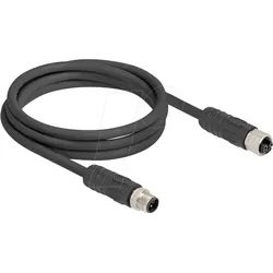 DELOCK 80520 - M12 Kabel L-kodiert 4 Pin Stecker zu Buchse PUR 2 m