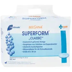 Beesana® Superform Inkontinenzvorlage, Anatomisch geformte Inkontinenzvorlage mit Doppelkissen , Classic, 63 x 30 cm, 1200 ml, 1 Packung = 30 Einlagen