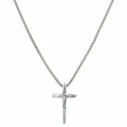 KARMA Kette mit Anhänger Kreuz Silber od. Schwarz Herren Edelstahl 60 cm (wasserfest hypoallergen rostfrei, 1-tlg., Männer Herrenhalskette Geschenk für Ihn), Halskette Herrenschmuck Edelstahlkette silberfarben