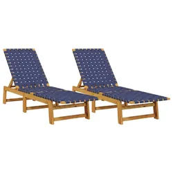 vidaXL Gartenliege Sonnenliegen 2 Stk. Dunkelblau Massivholz und Stoff, 2 St. blau