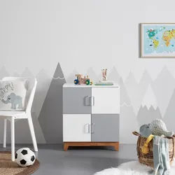 Kinderkommode Danny Weiß/Grau MDF