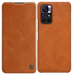Qin Case Case for Xiaomi Redmi Note 11T 5G / Note 11S 5G / Note 11 5G (China) / Poco M4 Pro 5G Camera Cover Holster Cover Flip Case Brown