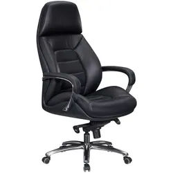 Mid.you Chefsessel , Schwarz , Leder , Echtleder, Kombination Echtleder/Lederlook , Rindleder , Sternfuß , 67x140x67 cm , Wippfunktion, Wippmechanik mit Härtegradeinstellung, Rückenlehne in S-Form, Sitzfläche 360° drehbar, abwischbar , Büromöbel, Bürostühle, Chefsessel