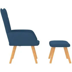 vidaXL Relaxsessel, Sessel mit Hocker Blau Stoff