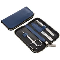 Canal RV-Etui aus Spaltleder dunkelblau, 3-teilig