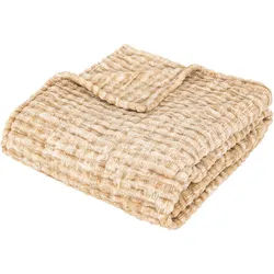 Atmosphera Createur d ́interieur Fleecedecke Flan 125/150 cm , Beige , Textil , 1x125 cm , Heimtextilien, Wohntextilien, Decken, Fleecedecken