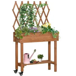 Outsunny - Hochbeet - 79L x 29B x 130H cm - braun
