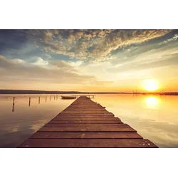 Papermoon Fototapete Steg im Wasser bunt 2,5 m x 1,86 m