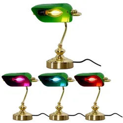 GLOBO LIGHTING LED Tischleuchte, Leuchtmittel inklusive, Warmweiß, Farbwechsel, RETRO Tisch Lampe Banker Flur Strahler Nacht Licht DIMMBAR im Set grün