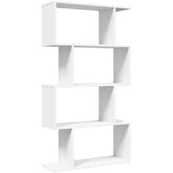 vidaXL Bücherregal Raumteiler Bücherregal 4-stufig Weiß 70x24x129 cm Holzwerkstoff, 1-tlg.