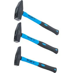 BGS technic Hammer 3 x Schlosserhammer Set 300g 500g 800g mit Fiberglasstiel DIN 1041