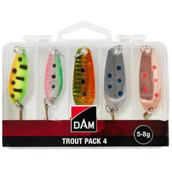 DAM Fishing Kunstköder Trout Pack Set incl. Box 5 Stück 5-8g Spoons Blinker Forelle Barsch, (Spar-Set, 5-St), Sehr fängige Forellen, Barsch, Zander, Hechtköder