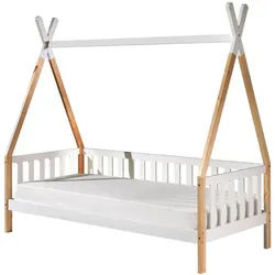 Mid.you Hausbett , Weiß, Kieferfarben , Holz , 90x200 cm , nicht verstellbar , Baby & Kindermöbel, Kinder- & Jugendzimmer, Kinderbetten, Spielbetten