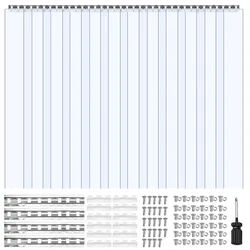 VEVOR Streifenvorhang, 243 cm Höhe x 182 cm Breite, 0,2 cm Dicke, 12 Stück transparenter PVC-Streifen-Türvorhang, Gefrierschrankvorhang, Kunststoff-Türstreifen für begehbare Gefrierschränke, Kühlschränke und Lagertüren, mit 50 % Überlappung