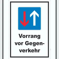 HB-Druck Vorrang vor Gegenverkehr Schild A6 Rückseite selbstklebend