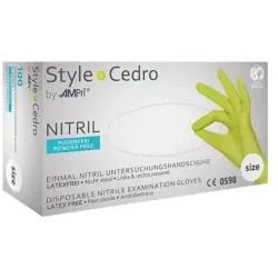 Style Cedro Nitrilhandschuhe, puderfrei, grün, Unsterile Einmalhandschuhe mit Fingerspitzentexturierung, 1 Packung = 100 Stück, Größe S