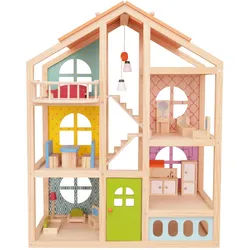 Puppenhaus , Hellbraun , Holz , 30x73x60 cm , Spielzeug, Puppen & Puppenzubehör, Puppenhäuser