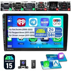 ESSGOO DAB+ Für Fiat Ducato 2006-2023 Carplay Android 15 Autoradio GPS Wifi Autoradio (DAB (optional), DAB+ (optional), 4+64GB(optional), RDS, AM, FM, Carplay Android Auto Bluetooth EQ USB GPS Navi WIFI Touchscreen) schwarz