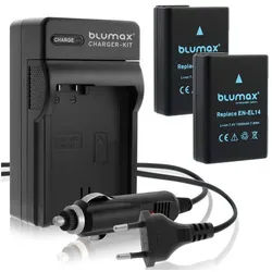 Blumax Set mit Lader für Nikon EN-EL14 D3300 1050 mAh Kamera-Akku