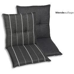 Xxxl Sesselauflagenset , Anthrazit , Textil , 6-teilig , Streifen , Füllung: Schaumstoff, Vlies , 50x7x100 cm , Oeko-Tex® Standard 100 , pflegeleicht, hochwertige Qualität, langlebig, für den Außenbereich geeignet, mittels Bändern zu befestigen, mittels Gurtband zu befestigen, Wendekissen , Gartenmöbel, Gartenpolster & Auflagen, Sesselauflagen
