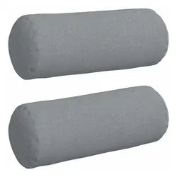 vidaXL Sitzauflage Bolsterkissen 2 Stück Hellgrau Ø 15 x 40 cm Stoff, (2 St) grau