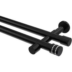 GARDINENSTANGE Prestige Estana 320 cm (geteilt in 2 x 160 cm), 2-läufig (ohne Ringe), 20 mm Ø Schwarz