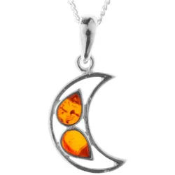 OSTSEE-SCHMUCK Kette mit Anhänger Ostsee-Schmuck Kette mit Anhänger Mond Kette mit Anhänger Mond (2-tlg) silberfarben 45 cm