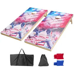 VEVOR Cornhole Spiel Set (1255 x 600 x 302 mm) Cornhole-Spielbretter, tragbares Wurfbrett aus Massivholz, Cornhole-Spiel für Erwachsene, inkl. 8 Sitzsäcken & Tragetasche, für Garten Hinterhof