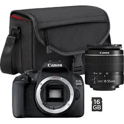 CANON EOS 2000D Kit + Tasche SB130 und Speicherkarte SD 16GB Spiegelreflexkamera, 24,1 Megapixel, 18-55 mm Objektiv (EF-S), WLAN, Schwarz