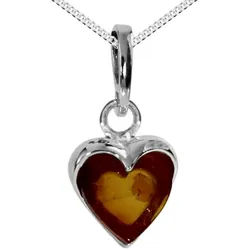 OSTSEE-SCHMUCK Kette mit Anhänger Ostsee-Schmuck Kette mit Anhänger Herz Kette mit Anhänger Herz (2-tlg) silberfarben 50 cm