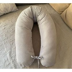 Loolay Stillkissen WAFFELPIQUE/ GLATT Baumwolle Schwangerschaftskissen Stillkissen Kissen, M/ L u. L/ XL Kissen + Waffelstoff BEZUG - abnehmbar mit Reißverschluss, Super Geschenk! 170 und 190 cm Lagerungskissen Seitenschläferkissen, 100% Europäische PREMIUM Stoffe und Kleinserien-Nähen! grau L/XL